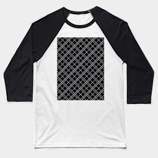 Check Pattern Stripes Shades of Grey and Black Baseball T-Shirt